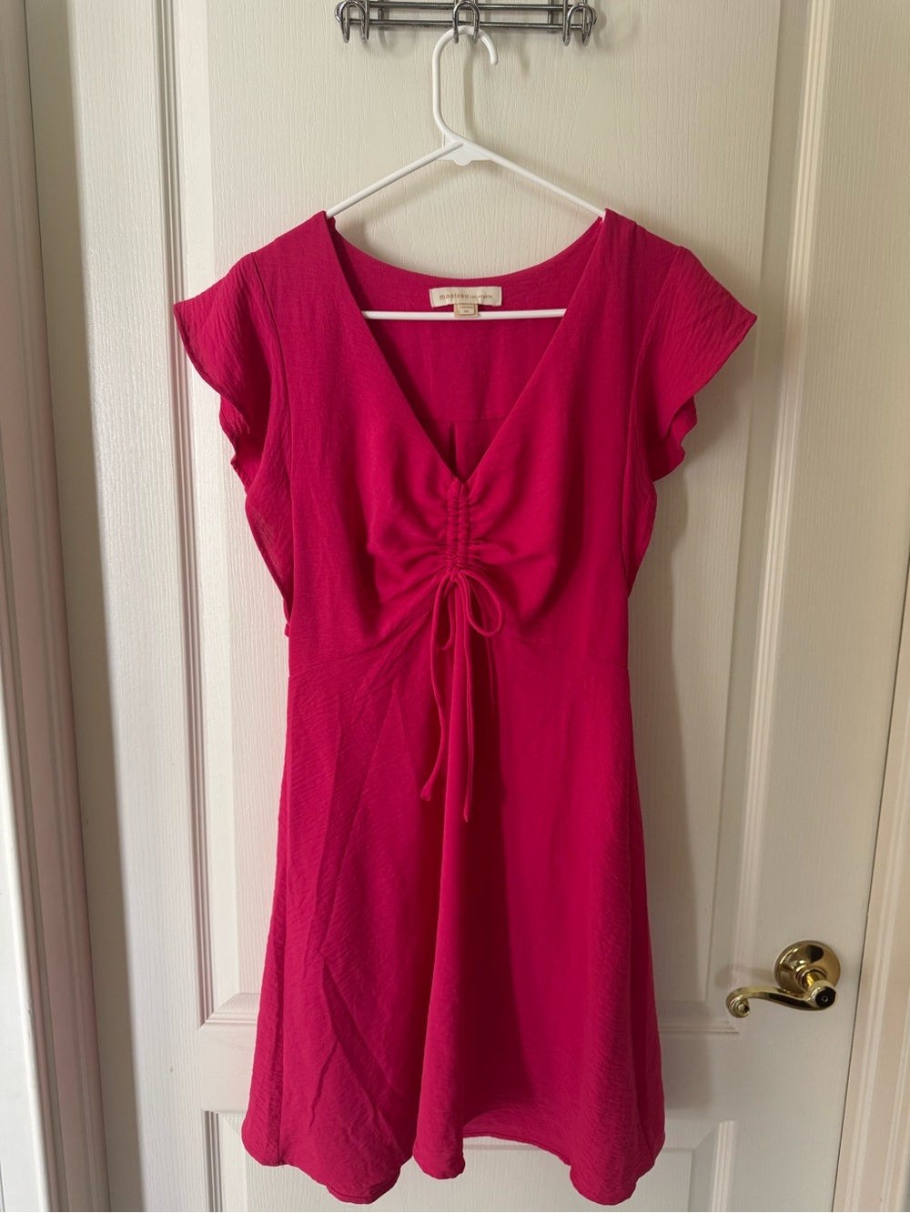 Women’s Fuchsia V-Neck Tie-Front Dress